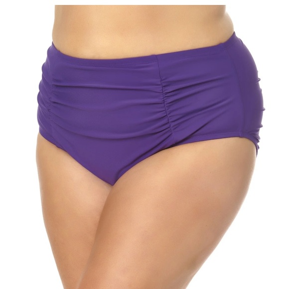 NWT! PURPLE TERRA & SKY 2X Plus Size High Rise Tummy Control Solid Bikini Bottom - Picture 9 of 10